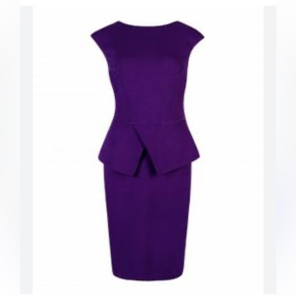 ✨ Ted Baker Purple Peplum Sheath Dress — Size 3 / US 8 ✨ - Picture 6 of 7